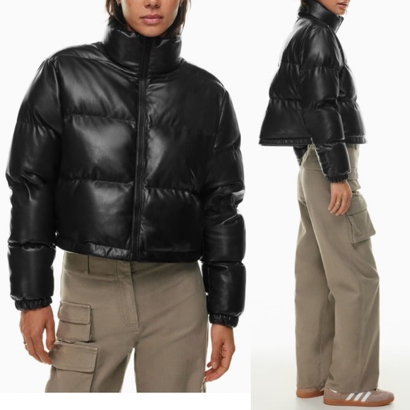 Wilfred Free Sz M Vista Black Puffer Jacket Vegan Leather